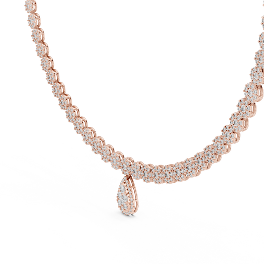 Round Cut Drop Halo Necklace - view 3