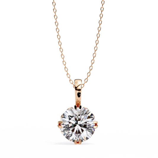 Round Solitaire Double Prong Pendant - view 3