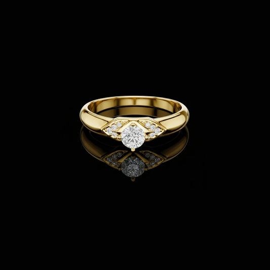 0.30 CT Elegant Lab Grown Round Diamond with Side Accents Premium Everyday Statement Ring