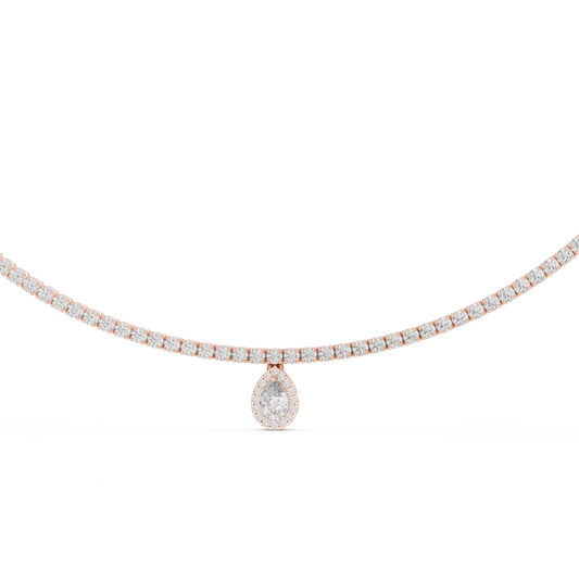 0.25 CT Round Moissanite Tennis Necklace with Pear Drop Pendant - view 3