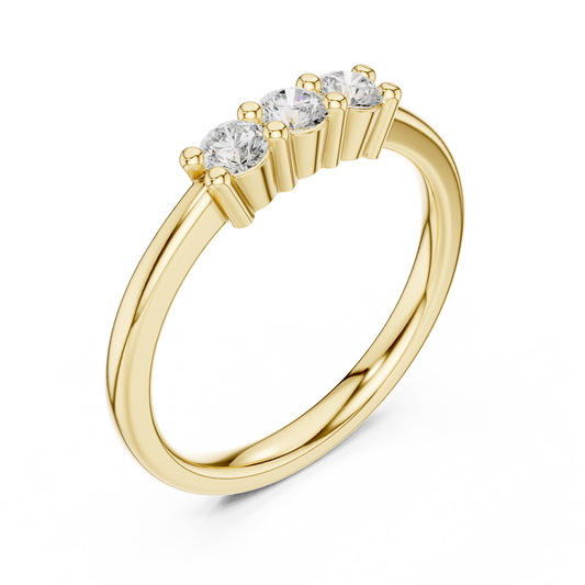 Round Brilliant Moissanite Three Stone Ring For Women - view 2