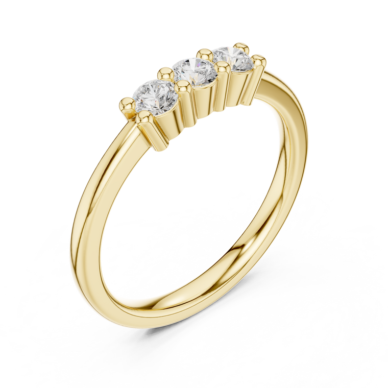 Round Brilliant Lab Diamond Three Stone Ring For Women - view 2