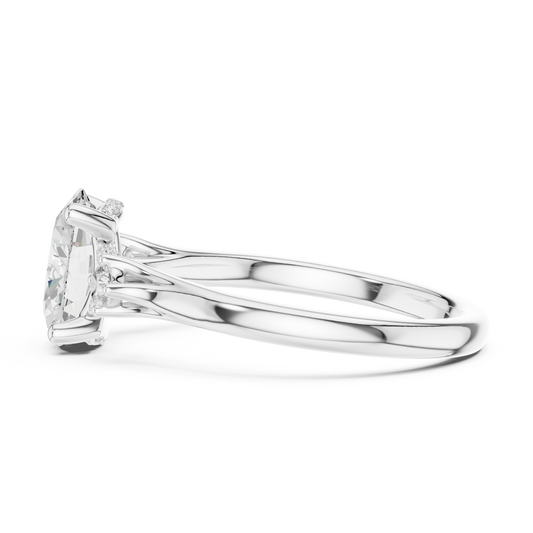 Oval Cut Three Stone Lab Diamond Split Shank Engagement Ring - view 3