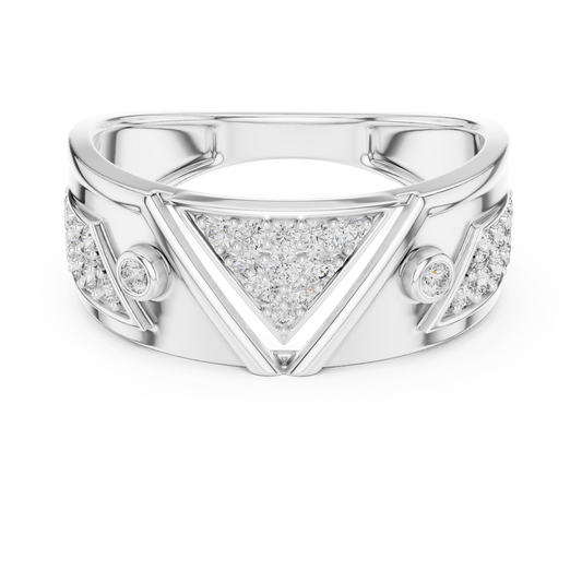Round Cut Men's Inverted Triangle Pave Wedding Ring - view 3