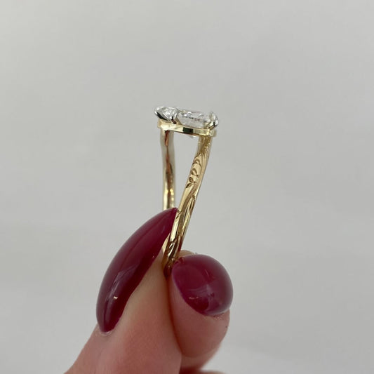 Nature Inspired Pear Lab Diamond Promise Engagement Ring - view 3