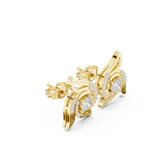 0.39 CT Signature Moissanite Round Cut Winged Swirl Diamond Stud Earrings For Her