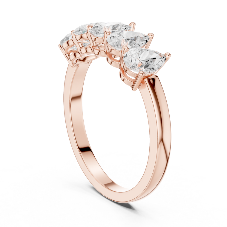 Pear Cut Lab Diamond Wedding Band Ring - view 2