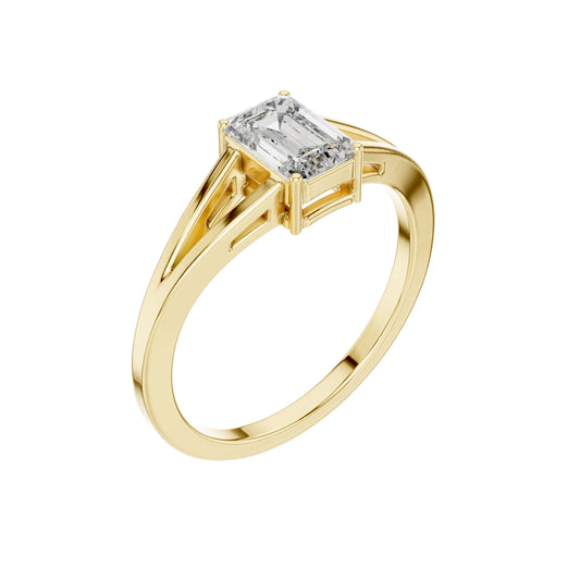 Emerald Cut Lab Diamond Split Shank Solitaire Ring - view 4