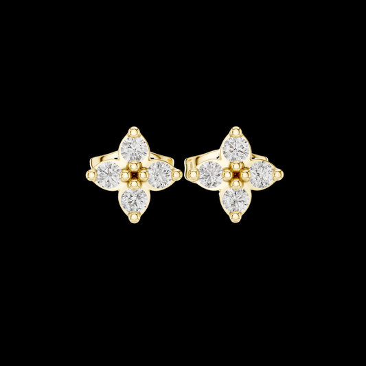 0.24 TCW Classic Clover Moissanite Diamond Stud Earrings with Four Petal Cut Design