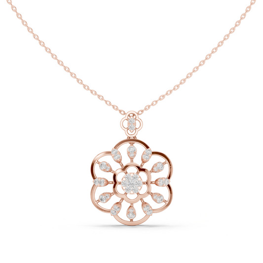 0.84 TCW Elegant Round Moissanite Diamond Flower Delicate Clover Style Pendant Fine Jewelry Gift for Her