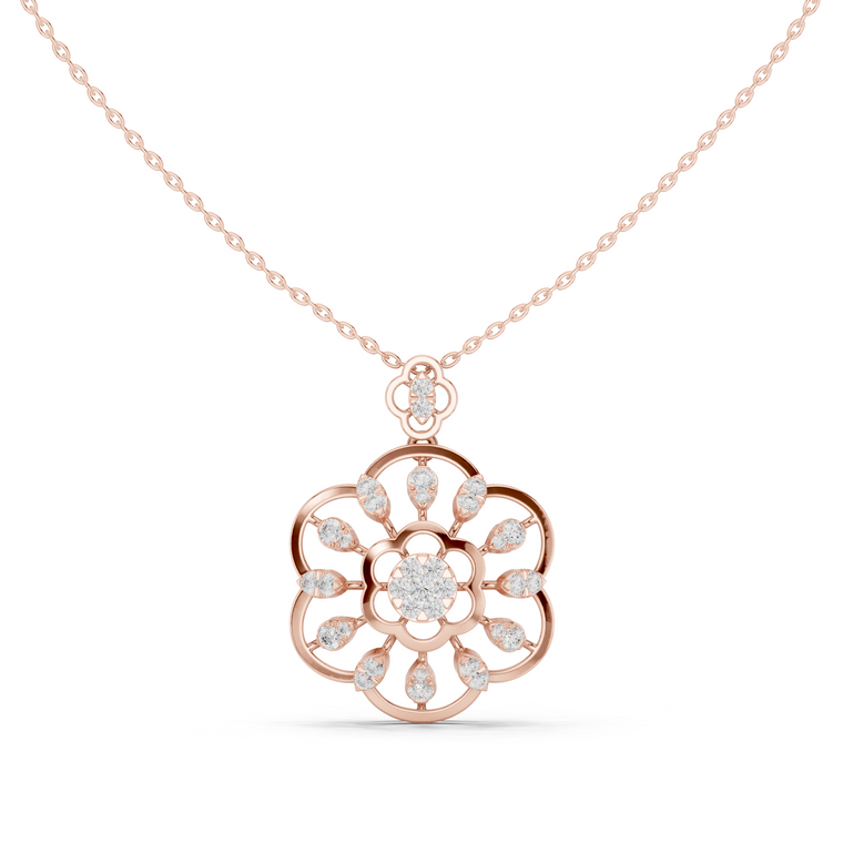 Floral Halo Round Pendant - view 2