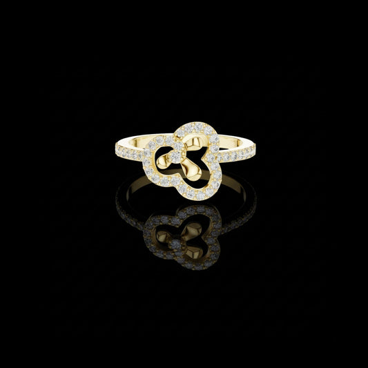 0.70 TCW Latest Moissanite Round Cut Open Clover Heart Diamond Ring with Pavé Brilliance