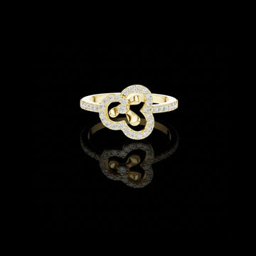 0.70 TCW Latest Lab Grown Round Cut Open Clover Heart Diamond Ring with Pavé Brilliance