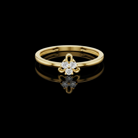 0.06 TCW Timeless Clover Ring with Brilliant Round Moissanite Diamond Trio