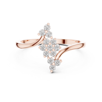 0.25 TCW Floral Cluster Moissanite Diamond Bypass Ring in Polished Gold Elegant Multi-Round Stone Statement Design