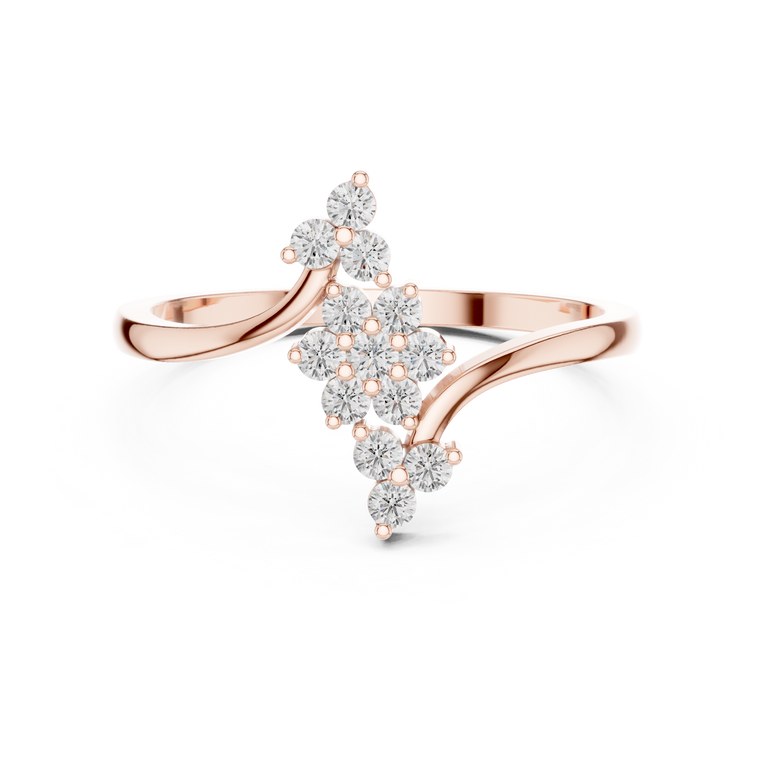 Floral Lab Diamond Cluster Bypass Engagement Ring - view 2