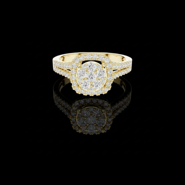 1.50 TCW Luxurious Halo Lab Grown Ring Featuring a Radiant Round Diamond Cluster