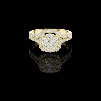 Double Halo Round Cut Lab Diamond Split Shank Anniversary Ring