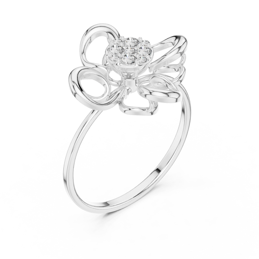 Round Moissanite Open Petal Floral Cluster Ring - view 4