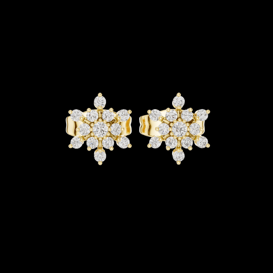 0.17 TCW Radiant Halo Cluster Stud Earrings with Round Brilliant Moissanite Diamonds
