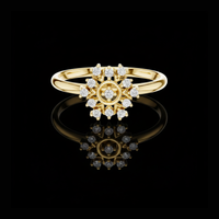 0.50 TCW Sunburst Floral Moissanite Diamond Cluster Ring Vintage Inspired Statement Ring For Her