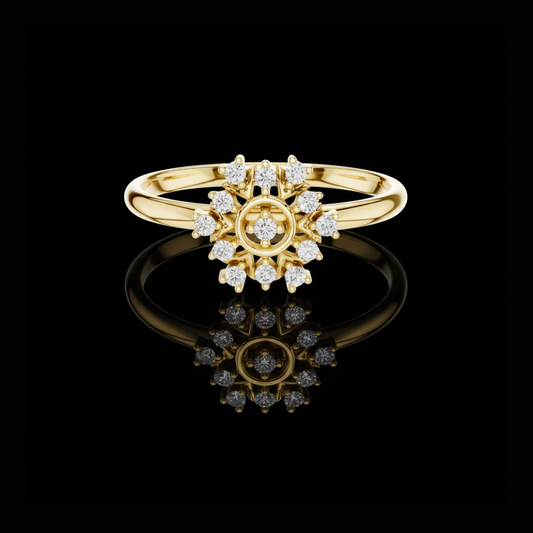 0.50 TCW Sunburst Floral Moissanite Diamond Cluster Ring Vintage Inspired Statement Ring For Her