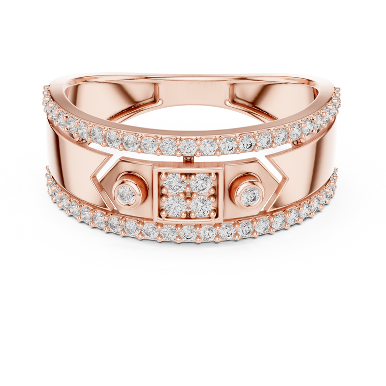 Round Cut Moissanite Wide Band Statement Ring - view 2