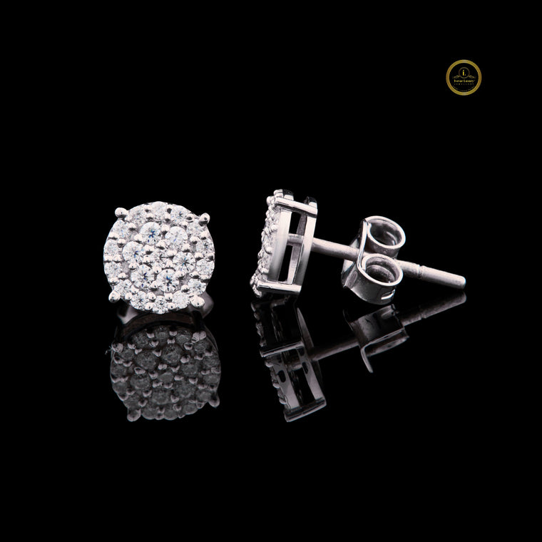Round Multi Stone Cluster Stud Earrings - view 2