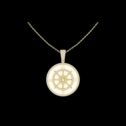 1.41 TCW Classic Moissanite Diamond Compass Wheel Luxury Navigation Symbol Pendant Fine Jewelry