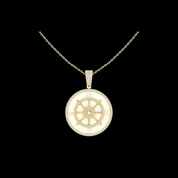 1.41 TCW Classic Moissanite Diamond Compass Wheel Luxury Navigation Symbol Pendant Fine Jewelry