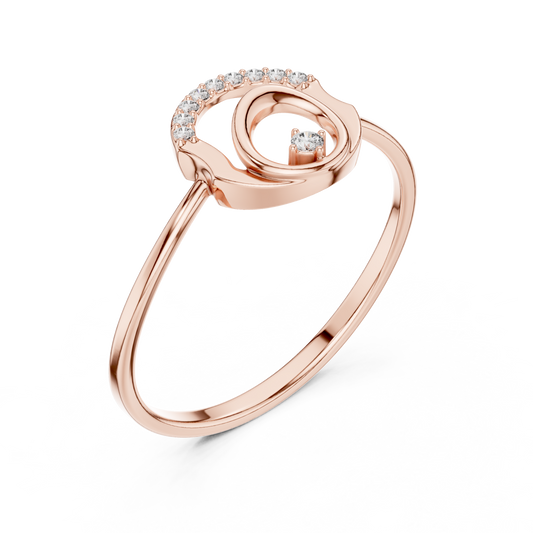 Open Circle Minimalist Ring With Round Lab Diamond Pave - view 3