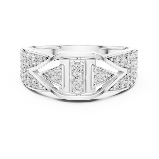 Round Cut Moissanite Men's Geometric Geometric Arrowhead Statement Band - view 3
