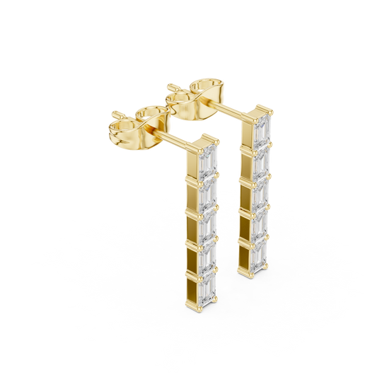 0.7 TCW Iconic Moissanite Emerald Cut Diamond Vertical Bar Earrings Sleek Modern Fine Jewelry