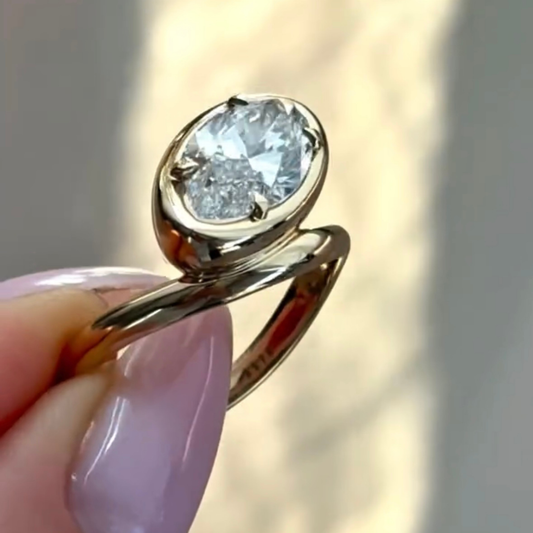 East West Marquise Lab Diamond Bezel Set Curve Band Ring - view 4
