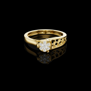 0.70 TCW Blossom Lab Grown Diamond Cluster Ring with Intricate Openwork Band