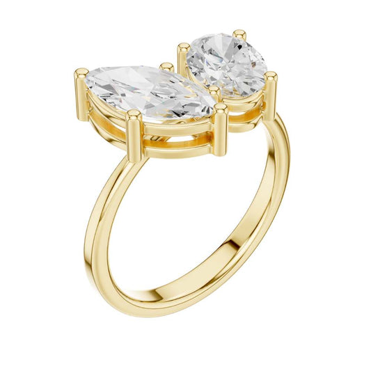 Marquise and Oval Lab Diamond Toi Et Moi Promise Ring - view 4