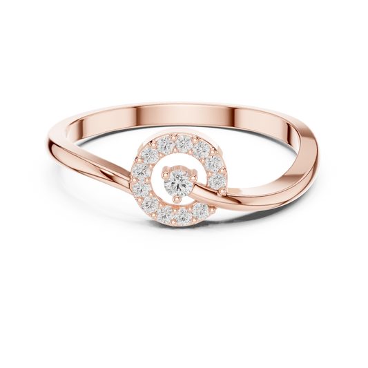 0.09 TCW Nobleline Lab Diamond Swirl Round Ring With Circular Halo Bypass Design for Women