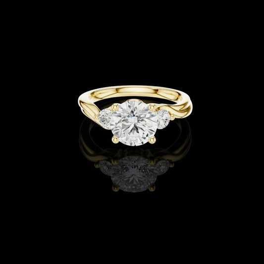 2.00 CT Artisan Three Stone Round Cut Moissanite Diamond Ring in Twisted Gold Band