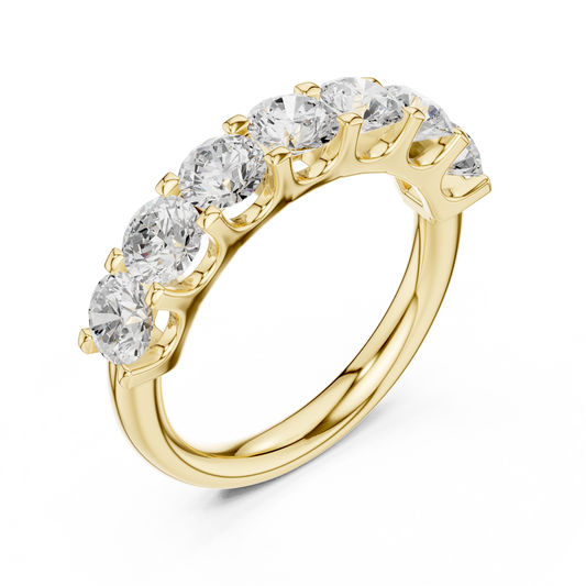 Round Lab Diamond Seven Stone Wedding Band - view 4