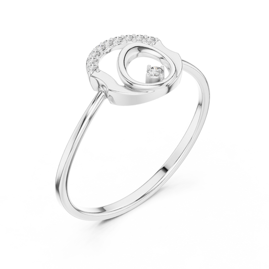 Open Circle Minimalist Ring With Round Lab Diamond Pave - view 4