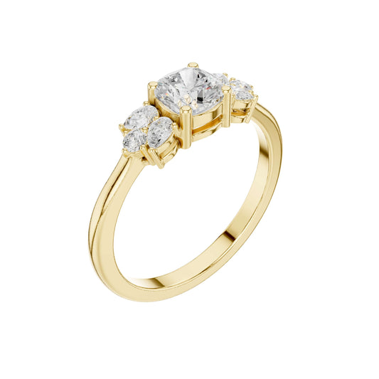 Floral Cluster Cushion Cut Lab Diamond Wedding Ring - view 4