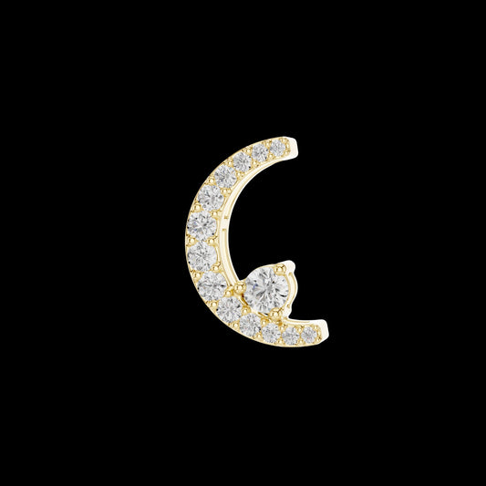 0.21 TCW Crescent Moon Moissanite Diamond Round Cut Pendant in Gold with Pave Accents For Gift