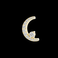 0.21 TCW Crescent Moon Moissanite Round Cut Pendant in Gold with Pave Accents For Gift