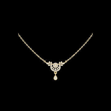 0.29 TCW Elegant Moissanite Diamond Crescent with Leaf Accents & Dangling Drop Pendant For Her
