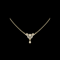 0.29 TCW Elegant Moissanite Diamond Crescent with Leaf Accents & Dangling Drop Pendant For Her