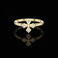 0.20 TCW Lab Grown Diamond Petal Cross Dainty Floral Cluster Ring for Women Minimalist Fine Jewelry Gift