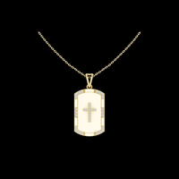 0.75 TCW Cross Dog Tag with Moissanite Diamond Accents Faith Symbol Pendant Premium Unisex Faith Jewelry