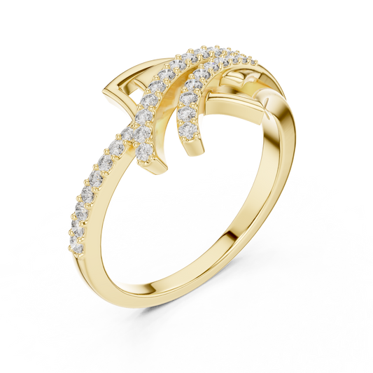 0.23 TCW Geometric Lab Grown Diamond Crossover Ring in Bold Fusion of Structure and Sparkle