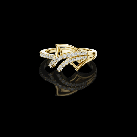 0.50 TCW Geometric Lab Grown Diamond Crossover Ring in Bold Fusion of Structure and Sparkle