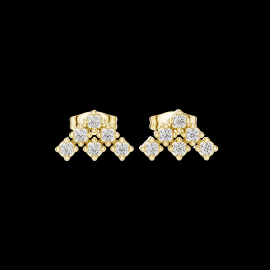 0.24 TCW Celestial Crown Cluster Stud Earrings with Round Brilliant Moissanite Diamonds